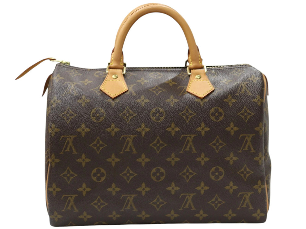 Louis Vuitton Monogram Speedy Handbag Boston Bag Brown Canvas Brown